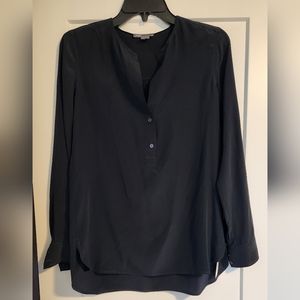 Vince Navy Blue Silk Long Sleeve Blouse